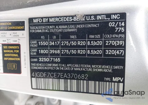 2014 Mercedes-Benz Gl 450 4Matic из США, поврежденный, VIN 4JGDF7CE7EA370682